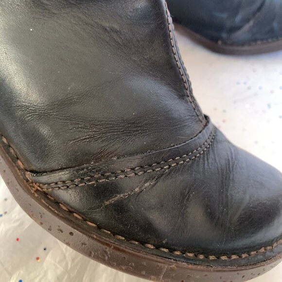 The Art Company Black Leather y2k Chunky Wool Sock Boot Molded Heel 40 Bohemian - Picture 5 of 16